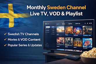 professionally provide monthly sweden channel, live tv, vod, playlist, series