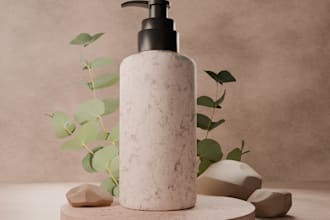create realistic 3d cosmetic pump bottle renders