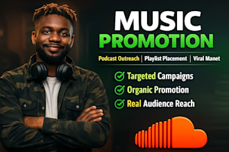 promote your soundcloud 20,000 targeted streams outreach and playlist placement