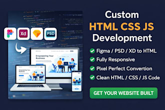create custom HTML CSS js landing page or website