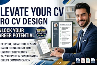 make professional resume design and a custom cover letter and cv templates