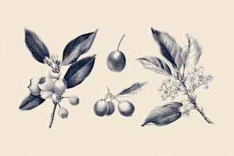 draw realistic and detailed food and plant illustrations
