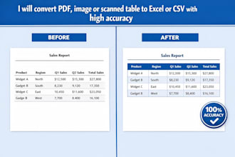 convert PDF, image, scanned table to excel CSV with accuracy