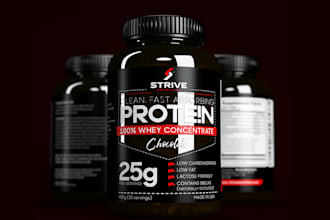 design health and fitness supplement labels and product amazon packaging design