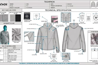 design fashion tech pack sportwear activewear design fashion clothing tech pack