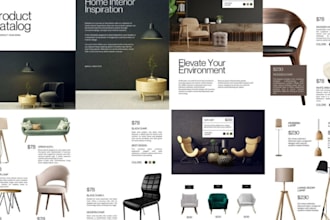 design product catalog layout, brochures and book journals
