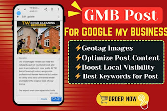 create 30 gmb posts with geotag images for google business profile