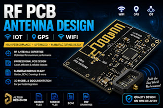design rf pcb antenna for iot, gps, wifi, in altium for manufacturing ready