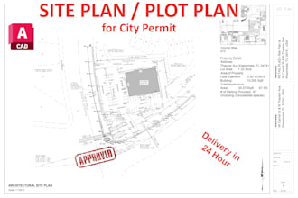 draw 2d site plan, plot plan for city permit in 24 hours