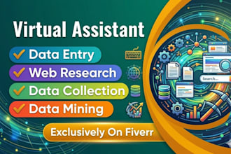 be your virtual assistant for data entry, data mining, copy paste, web research