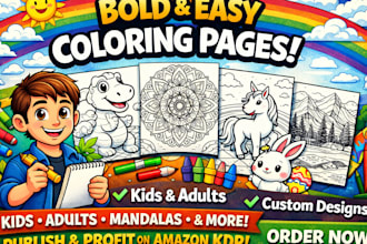 create coloful children book illustration educational  colouring pages storybook