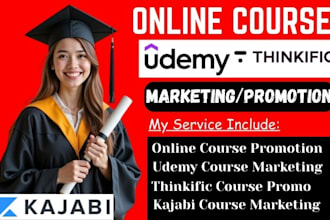 promote online course, udemy kajabi thinkific course marketing, facebook ads