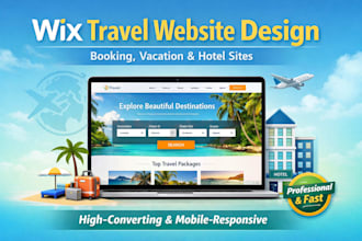 design wix travel agency website, vacation website or hotel booking website