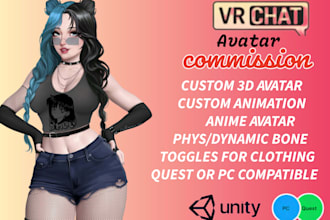 vrchat avatar commission anime vrc avatar furry 3d model vr character toggle