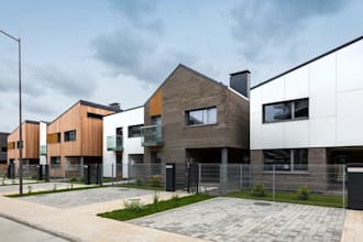 redesign 3d modern detached house, townhouse exterior, external row house render