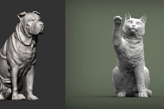 sculpt 3d pet model, animal bust, dog, bird, dinosaur, cat, wild animal,3d print