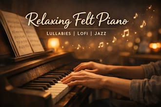 record relaxing felt piano lullabies, lofi, jazz songs covers composition