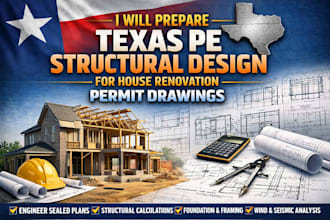 prepare texas pe structural design for house renovation permit drawings