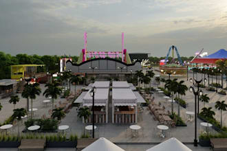 revitalize modern amusement park,visualize public playground,landscape rendering