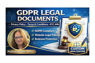 write terms and conditions and gdpr privacy policy, kyc aml compliance documents