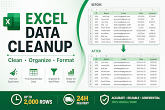 clean and organize up to 2 000 excel rows in 24 h