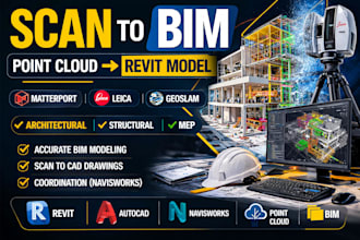 convert point cloud, matterport, leica, geoslam scan to revit bim model and cad