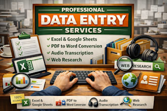 do data entry, web research, copy paste, spreadsheet, virtual assistant