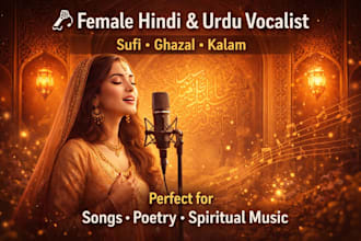 be your female hindi vocalist and songwriter, sufi, ghazal and kalam vocal, urdu