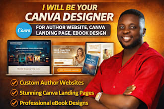 be your canva designer for author website, canva landing page, ebook design