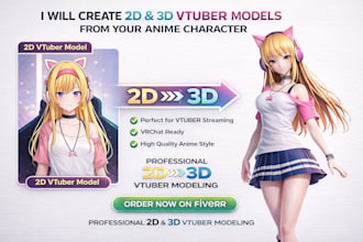 create 3d character models for vtuber, anime, 3d rigging and vroid character art