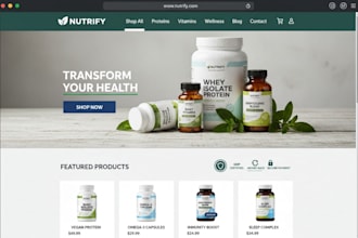 design a supplement shopify store and supplement website