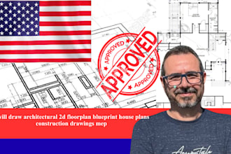 draw architectural 2d floorplan blueprint house plans construction drawings mep