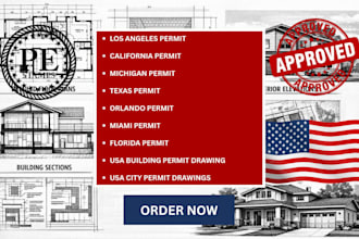 do full permit drawing architectural permit drawing set for city approval USA