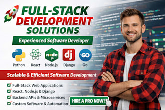 develop full stack custom web apps, scraping, bot,apis with react,nodejs, python