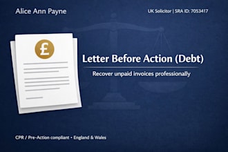 draft a compliant letter before action for debt recovery as a UK solicitor