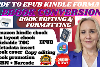 do ebook conversion from PDF, word, indesign into epub, kindle kpf, mobi