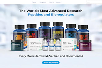 peptide landing page design, peptide website seo, supplement store, saarms, cbd