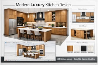 design custom kitchen cabinets and cabinet layouts in sketchup 3d