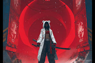 draw professional sci fi bounty hunter character