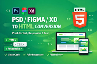 convert figma, PSD design to responsive website