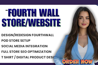 fourthwall website design, pod setup digital product store for creator, business