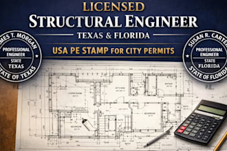 license structural engineer texas florida USA pe stamp city permit 2d floor plan