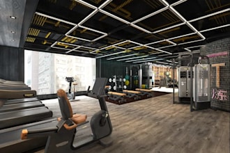 modern gym interior commercial fitness studio workout studio health club render