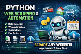 build web scraper bot, python script, web automation bot, data scraping bot