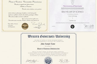 create university, diploma, degree and school certificate