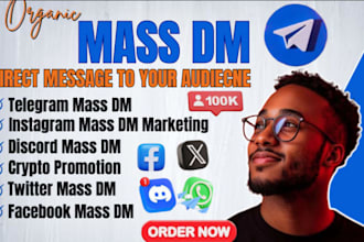 do instagram mass dm, telegram mass dm, facebook mass dm, discord promotion