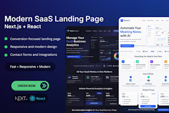 build a modern saas landing page with nextjs or react