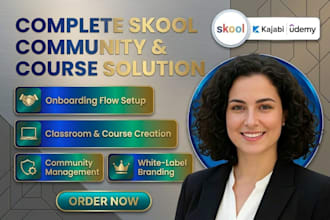 setup skool community, onboarding structure, and course classroom upload