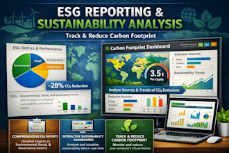 do esg reporting, sustainability data analysis and carbon footprint dashboard