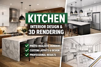 do kitchen interior design and render of kitchen design